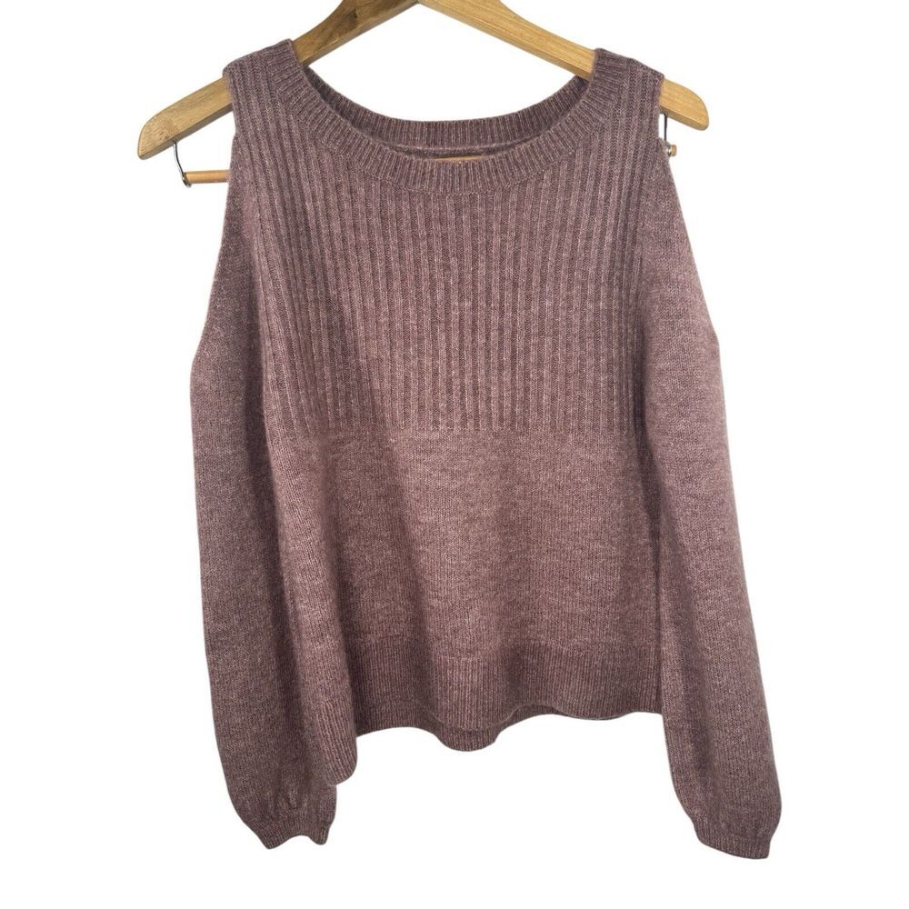 Abercrombie & Fitch Women's Cut Out Cold Shoulder Sweater Purple Long Sleeve S